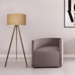 Φωτιστικό δαπέδου Rosling Mdf/ύφασμα Pvc χρώμα καρυδί/φυσικό 38x38x140εκ.