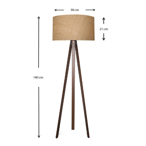 Φωτιστικό δαπέδου Rosling Mdf/ύφασμα Pvc χρώμα καρυδί/φυσικό 38x38x140εκ.