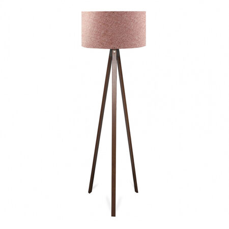 Φωτιστικό δαπέδου Rosling Mdf/ύφασμα Pvc χρώμα καρυδί - dusty rose 38x38x140εκ.