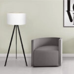 Φωτιστικό δαπέδου Rosling Mdf/ύφασμα Pvc χρώμα μαύρο - λευκό 38x38x140εκ.