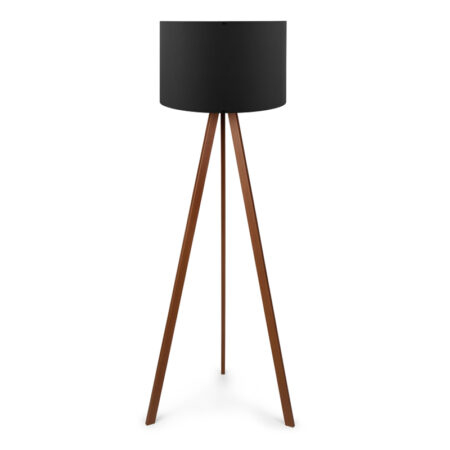 Φωτιστικό δαπέδου Rosling Mdf/ύφασμα Pvc χρωμα καρυδί/μαύρο 38x21x140εκ.