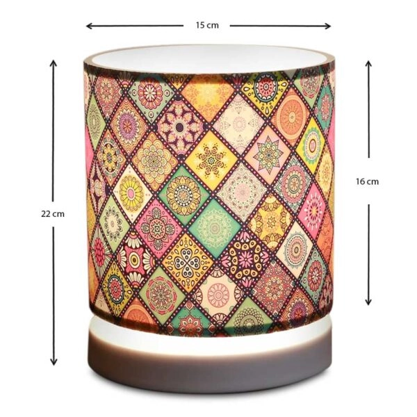 Φωτιστικό επιτραπέζιο Hassard  ύφασμα/Mdf χρώμα πολύχρωμο/λευκό 15x16x22εκ.