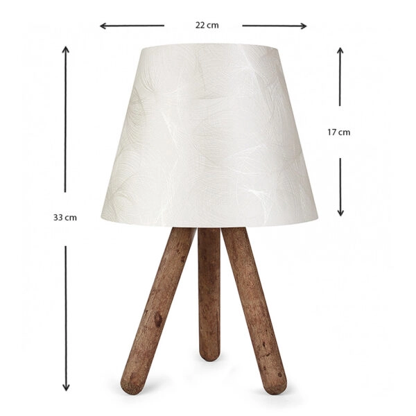Φωτιστικό επιτραπέζιο Lander  ύφασμα Pvc/ξύλο χρώμα λευκό/καφέ 22x14x32εκ.