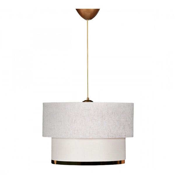 Φωτιστικό οροφής Barnhart υφασμάτινο μονόφωτο χρώμα λευκό/χρυσό 30x20x70εκ.
