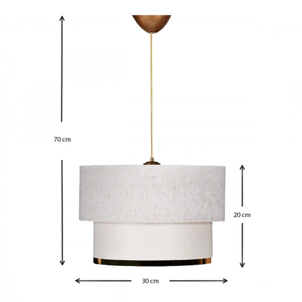 Φωτιστικό οροφής Barnhart υφασμάτινο μονόφωτο χρώμα λευκό/χρυσό 30x20x70εκ.