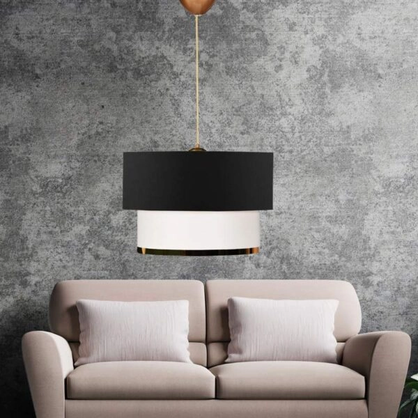 Φωτιστικό οροφής Barnhart υφασμάτινο μονόφωτο χρώμα μαύρο/χρυσό 30x20x70εκ.