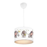Φωτιστικό οροφής Goofy  υφασμάτινο μονόφωτο με χαριτωμένα ελεφαντάκια 24x22x70εκ.