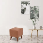 Σκαμπώ Liam  υφασμάτινο χρώμα ανοιχτό καφέ 35x35x43εκ.
