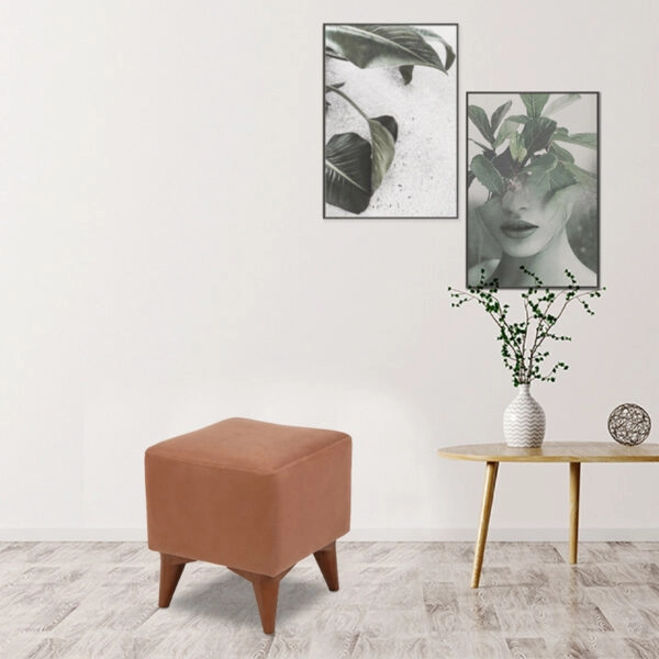 Σκαμπώ Liam  υφασμάτινο χρώμα ανοιχτό καφέ 35x35x43εκ.