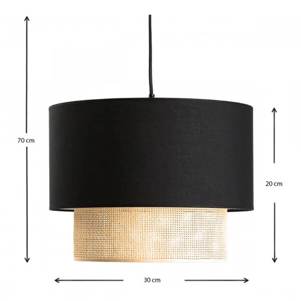 Φωτιστικό οροφής Lucifer E27 υφασμάτινο μονόφωτο χρώμα μαύρο 30x20x70εκ.