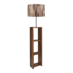 Φωτιστικό δαπέδου Launo υφασμάτινο Pvc/MDF χρώμα καφέ/καρυδί 38x38x150εκ.