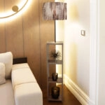 Φωτιστικό δαπέδου Launo υφασμάτινο Pvc/MDF χρώμα καφέ/καρυδί 38x38x150εκ.