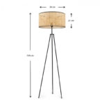 Φωτιστικό δαπέδου Idaho  E27 μεταλλικό - ρατάν χρώμα μαύρο - φυσικό Φ38x150εκ.