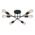 Φωτιστικό οροφής Helga  E27 μεταλλικό εξάφωτο χρώμα μαύρο 50x12x20εκ.