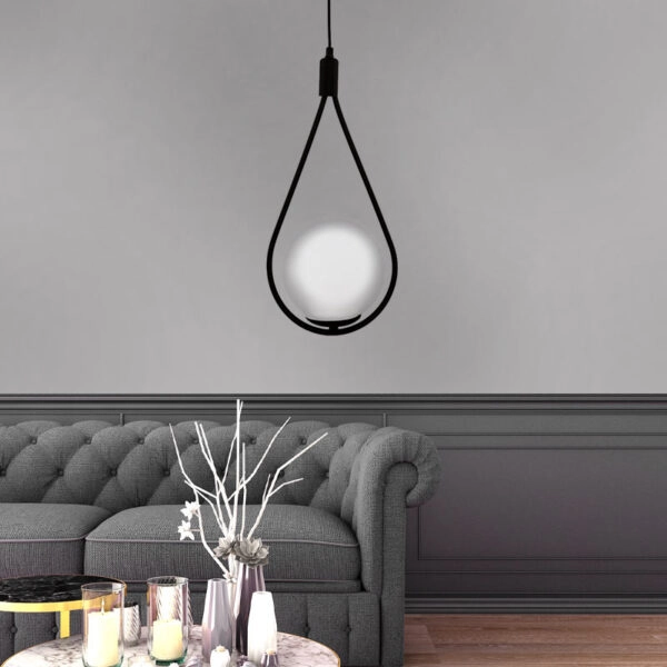 Φωτιστικό οροφής Shemesh E27 μεταλλικό μονόφωτο χρώμα μαύρο 20x20x85εκ.