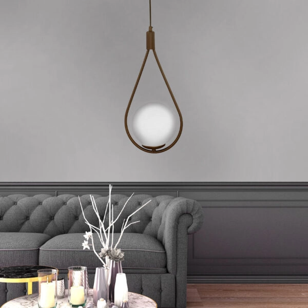 Φωτιστικό οροφής Shemesh E27 μεταλλικό μονόφωτο χρώμα χρυσό ματ 20x20x85εκ.