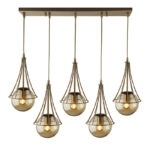 Φωτιστικό οροφής Chavi E27 μεταλλικό πεντάφωτο χρώμα χρυσό 80x10x90εκ.