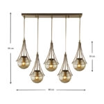 Φωτιστικό οροφής Chavi E27 μεταλλικό πεντάφωτο χρώμα χρυσό 80x10x90εκ.