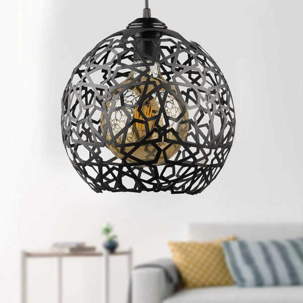 Φωτιστικό οροφής Dominico E27 μεταλλικό μονόφωτο χρώμα μαύρο 24x24x70εκ.