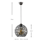 Φωτιστικό οροφής Dominico E27 μεταλλικό μονόφωτο χρώμα μαύρο 24x24x70εκ.