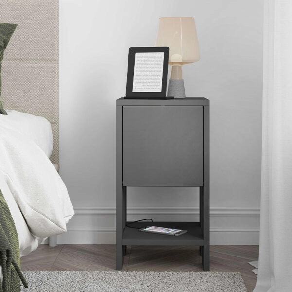 Κομοδίνο μελαμίνης Ema χρώμα ανθρακί 30x30x55εκ.