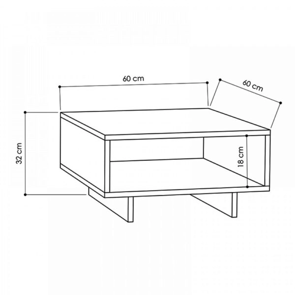 Τραπεζάκι σαλονιού Hola μελαμίνης χρώμα φυσικό οξιάς - ανθρακί 60x60x32εκ.