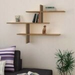 Ραφιέρα τοίχου Leo χρώμα ανοιχτό καφέ 123x22x80εκ.