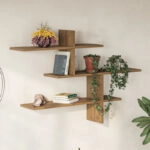 Ραφιέρα τοίχου Leo χρώμα ανοιχτό καφέ 123x22x80εκ.