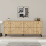 Μπουφές μελαμίνης Dune  χρώμα φυσικό οξιάς 184x35x77,4εκ.