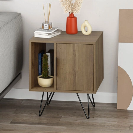 Κομοδίνο Glynn Megapap χρώμα ανοιχτό καρυδί 50