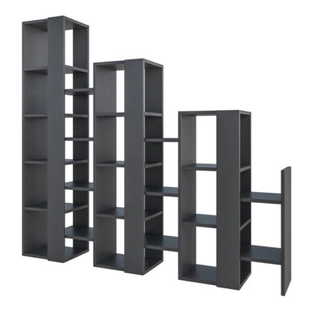 Βιβλιοθήκη μελαμίνης Lift χρώμα ανθρακί 163,5x29x151εκ.