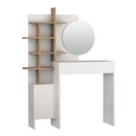 Τουαλέτα με καθρέπτη Mup  από μελαμίνη χρώμα λευκό - φυσικό οξιάς 105x35x151εκ.