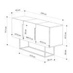 Μπουφές μελαμίνης Tontini χρώμα λευκό - μαύρο εφέ μαρμάρου 150x42x79,5εκ.