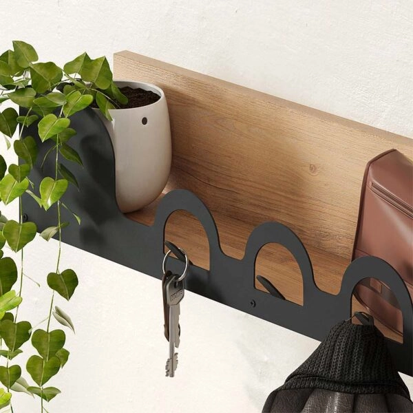 Κρεμάστρα τοίχου Liora χρώμα sapphire oak 63x14x14εκ.