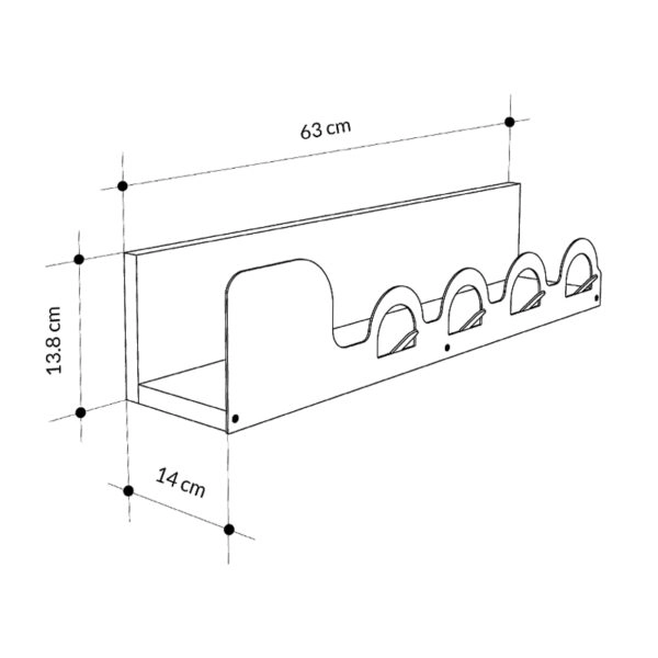 Κρεμάστρα τοίχου Liora χρώμα sapphire oak 63x14x14εκ.