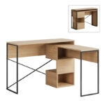 Γραφείο εργασίας πολυμορφικό Badau από μελαμίνη χρώμα φυσικό οξιάς 110x37,2x77εκ.