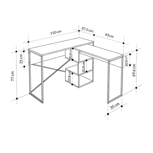 Γραφείο εργασίας πολυμορφικό Badau από μελαμίνη χρώμα φυσικό οξιάς 110x37,2x77εκ.