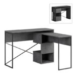 Γραφείο εργασίας πολυμορφικό Badau χρώμα γκρι ρετρό 110x37,2x77εκ.