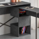 Γραφείο εργασίας πολυμορφικό Badau χρώμα γκρι ρετρό 110x37,2x77εκ.