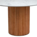 Τραπέζι Borno χρώμα φυσικό - λευκό εφέ μαρμάρου Ø120x78 εκ.