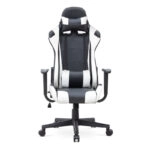 Καρέκλα γραφείου Gaming Alonso από τεχνόδερμα χρώμα λευκό - μαύρο 67x70x125/135 εκ.