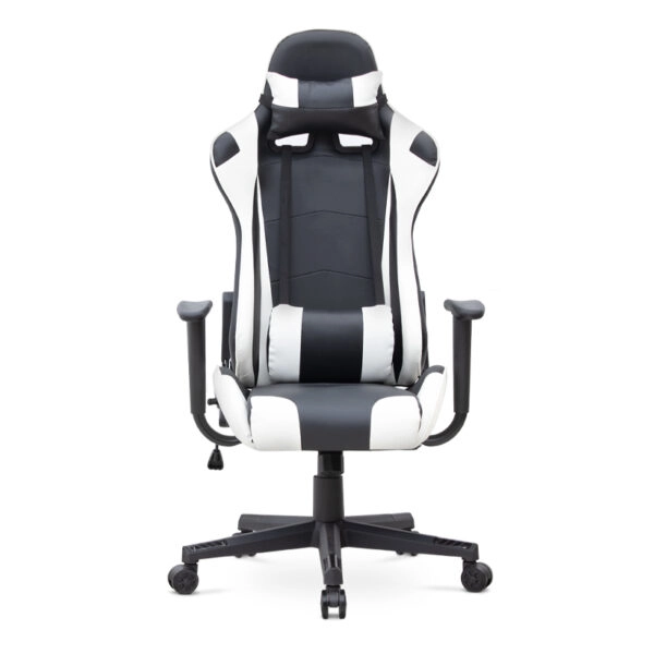 Καρέκλα γραφείου Gaming Alonso από τεχνόδερμα χρώμα λευκό - μαύρο 67x70x125/135 εκ.
