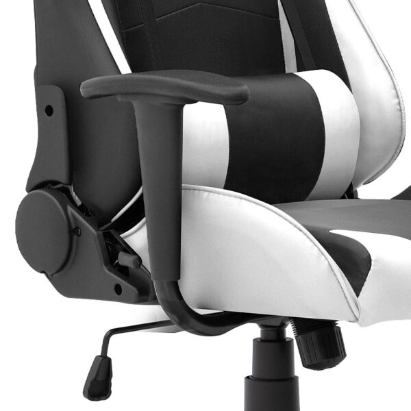 Καρέκλα γραφείου Gaming Alonso από τεχνόδερμα χρώμα λευκό - μαύρο 67x70x125/135 εκ.