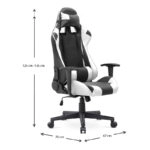 Καρέκλα γραφείου Gaming Alonso από τεχνόδερμα χρώμα λευκό - μαύρο 67x70x125/135 εκ.