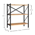 Βιβλιοθήκη Jocasta μεταλλική - μελαμίνης χρώμα pine oak 66x34x85εκ.