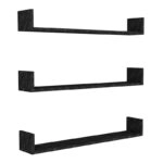 Ραφιέρα τοίχου Tyrion 3 τεμαχίων από μελαμίνη χρώμα μαύρο εφέ μαρμάρου 90x15x12εκ.