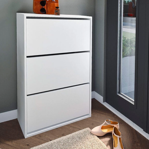 Παπουτσοθήκη μελαμίνης Nave 18 ζευγών χρώμα λευκό 73,6x24x110εκ.