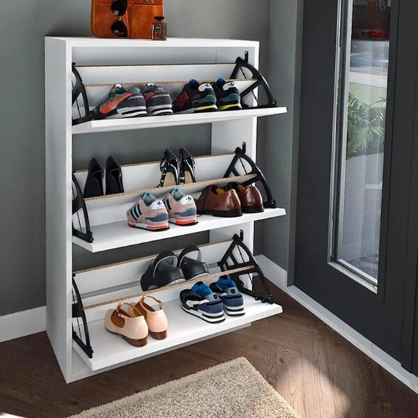 Παπουτσοθήκη μελαμίνης Nave 18 ζευγών χρώμα λευκό 73,6x24x110εκ.