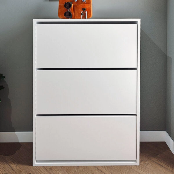 Παπουτσοθήκη μελαμίνης Nave 18 ζευγών χρώμα λευκό 73,6x24x110εκ.