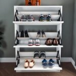 Παπουτσοθήκη μελαμίνης Nave 18 ζευγών χρώμα λευκό 73,6x24x110εκ.